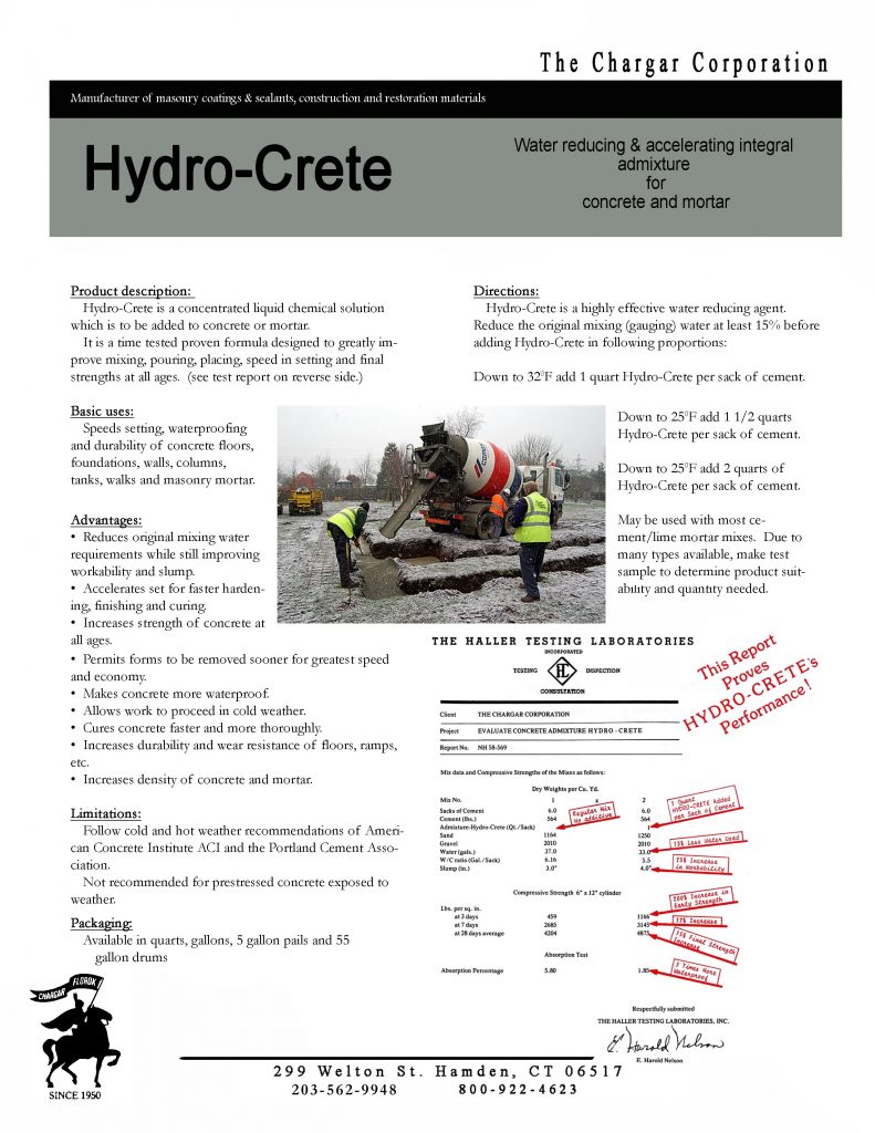 Hydro-Crete data